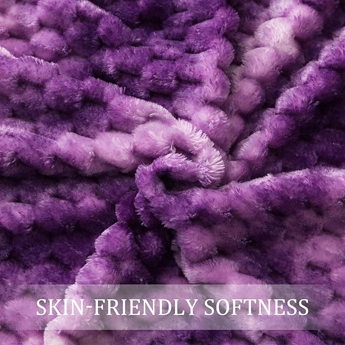 Exclusivo Mezcla Fleece King Blanket for Bed, Extra Large Fuzzy Tie-dye Purple Bed Blankets, Soft Cozy Plush Sofa Throws for All Seasons, 90x104 Inches