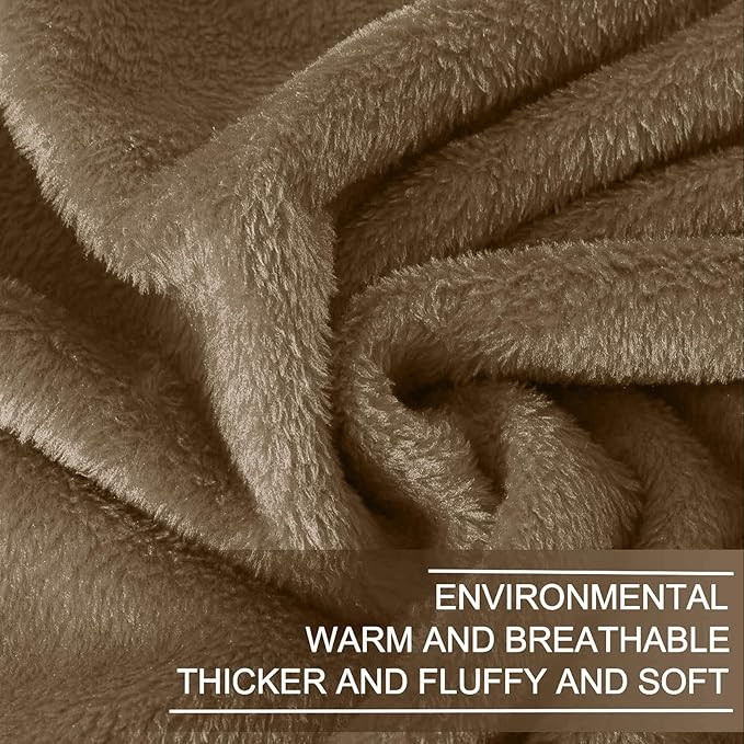 Fleece Blankets for All Season - Premium Lightweight Anti-Static Throw for Queen/Full Size Bed Extra Soft Brush Fabric Warm Sofa Thermal Blanket 90" x 90"(Taupe)