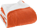 Elegant Comfort Luxury Ultra-Plush Velvet Touch Fleece Throw Soft, Warm, Cozy| Micromink Sherpa-Backing Reversible Blanket for Bed, Sofa and Couch, Solid Orange