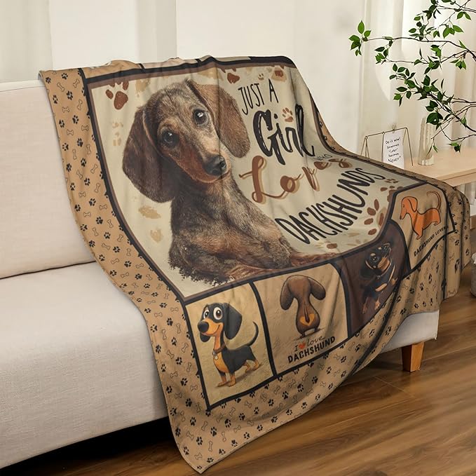Dachshund Throw Blanket Soft Warm Cozy Dogs Dachshunds Blankets Fuzzy Plush Fleece Dachshund Blanket Gifts for Couch Bed Sofa Home Decor 40''X50''