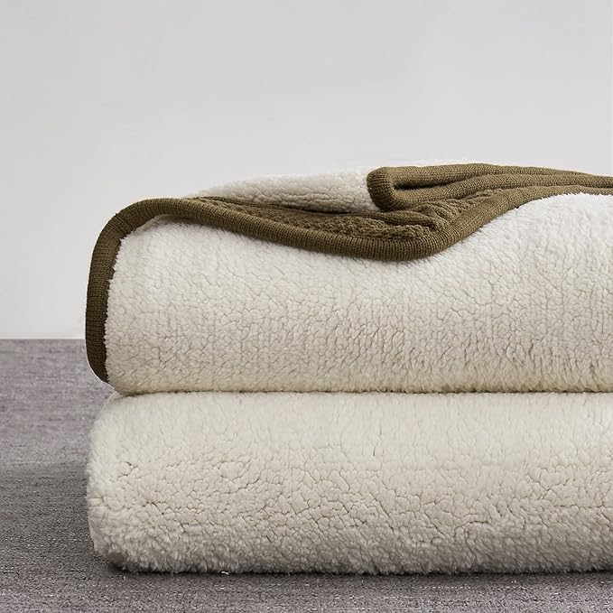Longhui bedding Dark Brown Acrylic Cable Knit Sherpa Throw Blanket - Thick, Soft, Big, Cozy Dark Brown Knitted Fleece Blankets for Couch, Sofa, Bed - 50 x 63 Inches