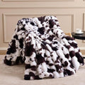 Smoofy Faux Fur Throw Blanket for Couch – Cow Print Fluffy Cozy Rabbit Fleece, Plush Soft Bubble Blanket for Sofa & Bed, Gifts for Mom, Warm Fuzzy Home Room Decor Throw 60" x 80"
