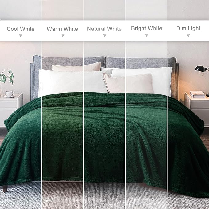 Exclusivo Mezcla King Size Blanket for Bed, Super Soft Velvet Plush Fleece Blankets, Fuzzy Cozy and Warm for Winter, 90x104 Inches, Forest Green