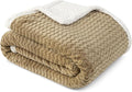PAVILIA Tan Taupe Couch Blanket Throw Reversible Sherpa Chevron, Soft Cozy Jacquard Weave Textured Blanket Sofa Bed, Thick Warm Large Fleece Car Blanket, Decorative Plush Home Decor, 50x60 Beige Camel
