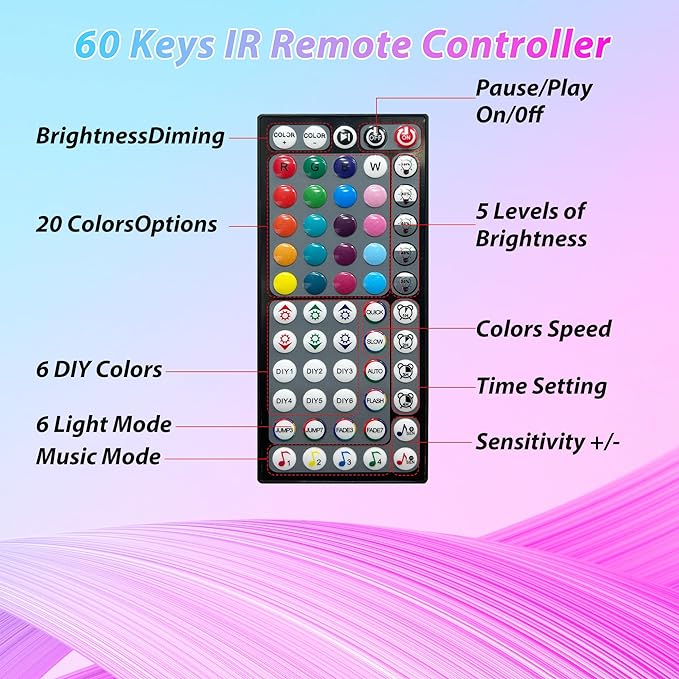 130 ft LED Lights for Bedroom Music Sync RGB LED Strip Lights with APP & Remote Control LED Lights for Room Home Party Christmas Wall Decor (2 Rolls of 65ft)