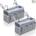 Bedside Caddy Hanging Storage Bag, Organizer Baskets with Pockets for Bunk Bed Accessories, Loft & Dorm Rooms Chair Bed Rails (Gray)