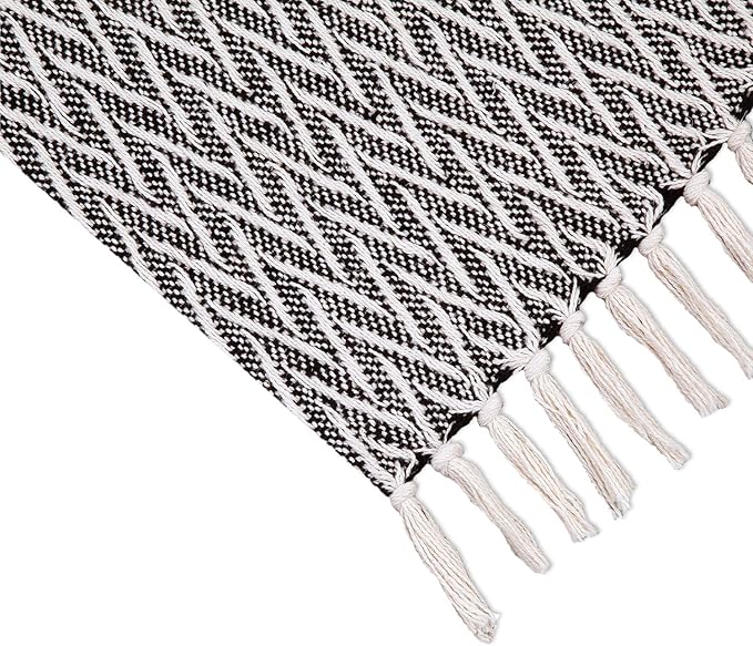 Americanflat 50x60 Throw Blanket - Soft and Breathable Cotton Throw Blanket for Couch, Bed, Chair - Decorative Blankets Perfect for Home, Office, or Outdoor Use - Black and Cream Chevron Design