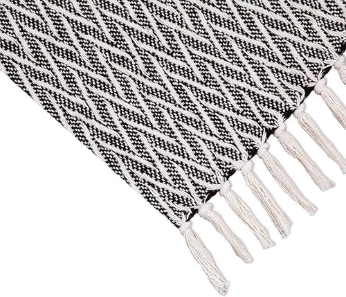 Americanflat 50x60 Throw Blanket - Soft and Breathable Cotton Throw Blanket for Couch, Bed, Chair - Decorative Blankets Perfect for Home, Office, or Outdoor Use - Black and Cream Chevron Design