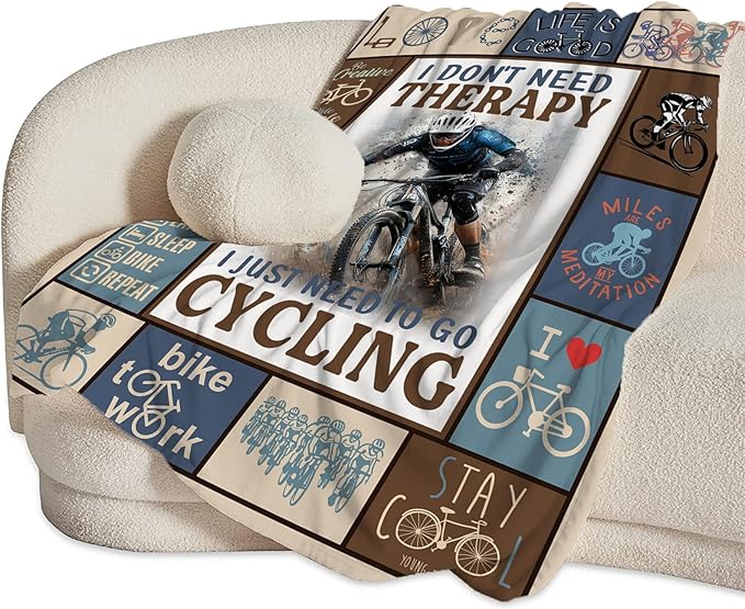 Bicycle Cycling Blanket Mountain Bike Throw Blanket Decor Stuff Cozy Flannel Fleece Soft Plush Fuzzy Warm Lightweight Bedding Gifts for Women Girls Kids 80"X60"
