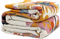 King Throw Blanket for Bed 100% Cotton Boho Soft Rustic Quilt Butterfly and Floral Double Embroidery Breathable Spring Bed Blanket,90"x108" All Season Blankets for Bedding Couch Home Decor