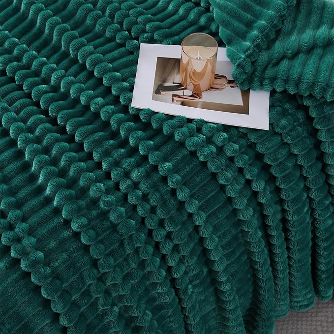 Teal Throw Blanket for Couch Sofa 50x60 inches Striped Fleece Blankets Room Home Decor Lightweight Plush Soft Cozy Gifts for Women Mom Girls