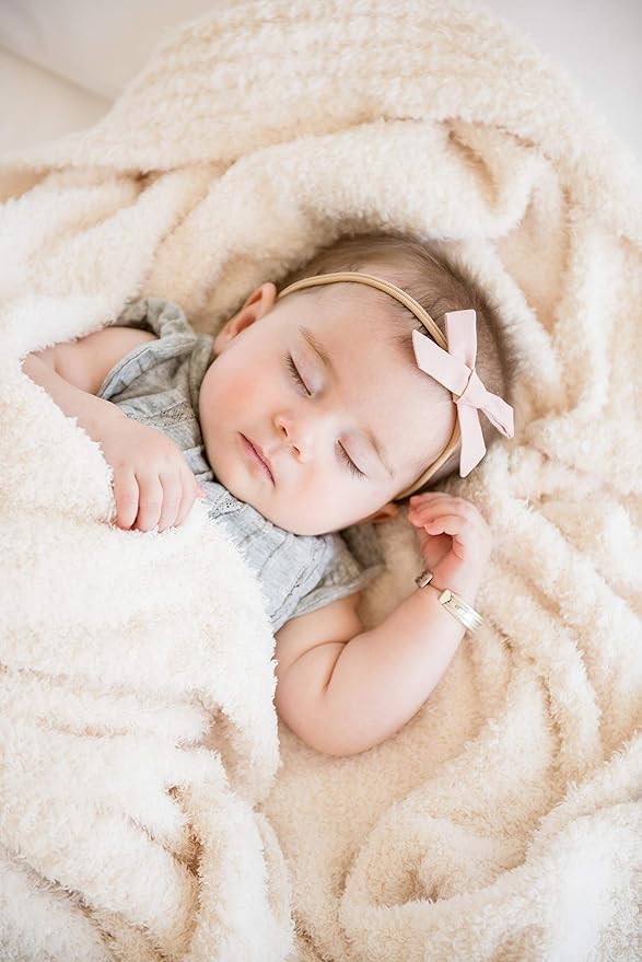 Saranoni Bamboni Baby Blanket | Luxury Plush Super Soft Blanket | Breathable Comfort Infant Baby Blankets for Boys & Girls | Ivory, Mini - 15” x 20”