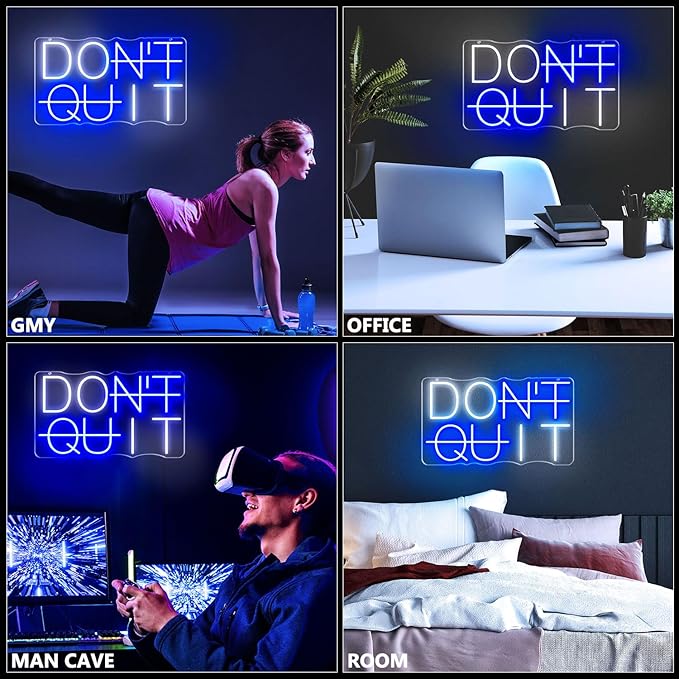 Dimmable Don't Quit Neon Sign for Wall Decor, USB LED Light for Home Gym Bedroom Man Cave Office, DO IT Inspirational Gamer Room Decorations
