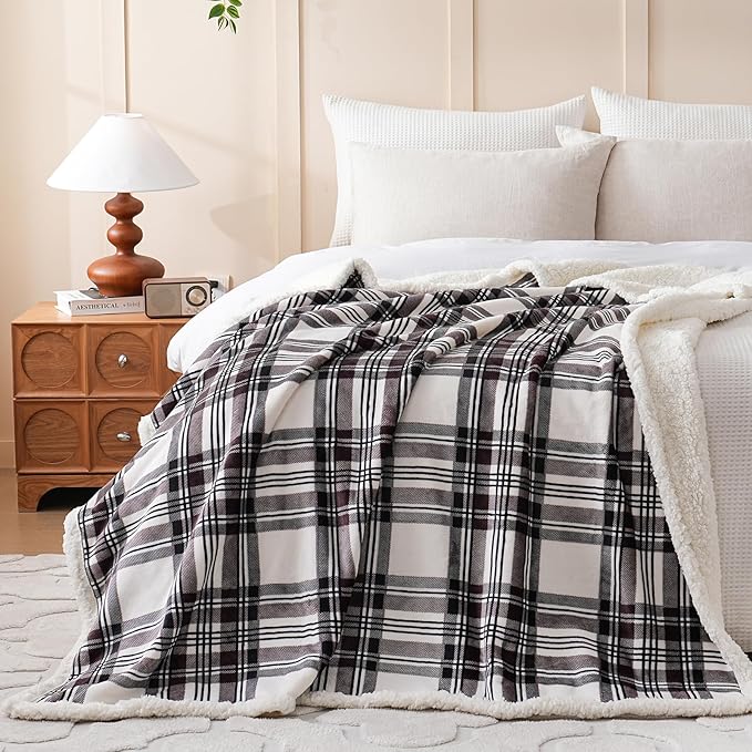 Sherpa Fleece Throw Blanket for Couch, Fluffy Plush Warm Fuzzy Blanket for Women and Men, Cozy Thick Soft Twin Blanket for Bed(Gray-2, 80"*90")