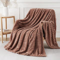 Chocolate Throw Blanket for Couch Sofa 60x80 inches Striped Fleece Blankets Room Home Decor Lightweight Plush Soft Cozy Gifts for Women Mom Girls