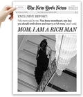 EcoHest Unframed Trendy Newspaper Wall Art, 12x16 in OAK Wood Mom I Am a Rich Man Canvas Art, Magazine Girly Poster College Dorm Decor, Beige Logs Set of 1 for Bedroom Living Room