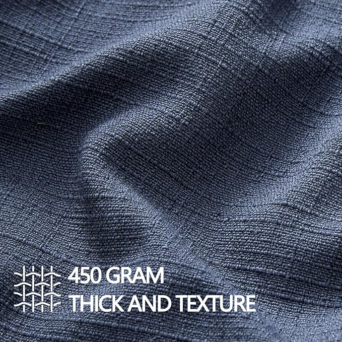 MIULEE Pack of 2 Thick Textured Couch Throw Pillow Covers, Navy Blue Decorative Pillow Covers 22x22, Neutral Linen Cushion Cases for Sofa Bed Living Room Modern Farmhouse Home Decor, No Filling