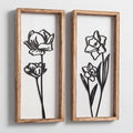 3D Black and White Wall Art (Set of 2) Lightweight, Wooden Ready-to-Hang Framed Floral Wall Art for Bathroom, Bedroom, Living Room or Office – Boho Botanical Farmhouse Decor – Gift-Boxed