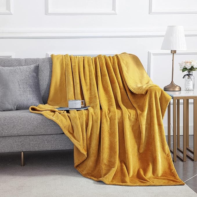 IR Imperial Rooms Fleece Blankets Queen Size 90x90 Inches- 8 Pack - Super Soft Fluffy Throw Blanket for Sofa and Bed - Warm and Cozy Lightweight 400 GSM Microfiber Bed Throws Blankets (Queen, Mustrad)
