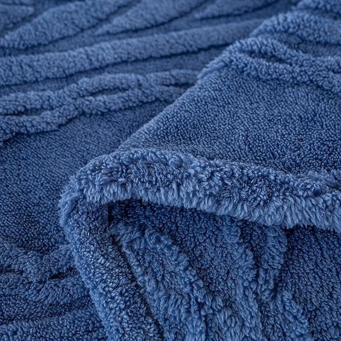 YUSOKI Queen Size Blanket Single Layer,Weight(4.4lb),370GMS-3D Stylish Design for Gift Home Decor (Washed Blue,90"x90")
