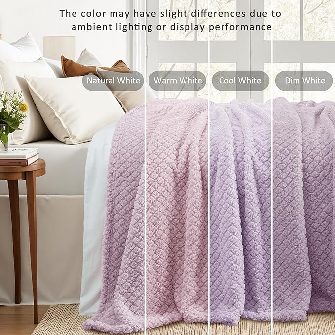 Exclusivo Mezcla Fleece Throw Blanket for Couch and Bed,Extra Soft Warm Decorative Fuzzy Throws for Women,Lightweight Cozy Blankets Size 50x60 Inches, Lilac Purple
