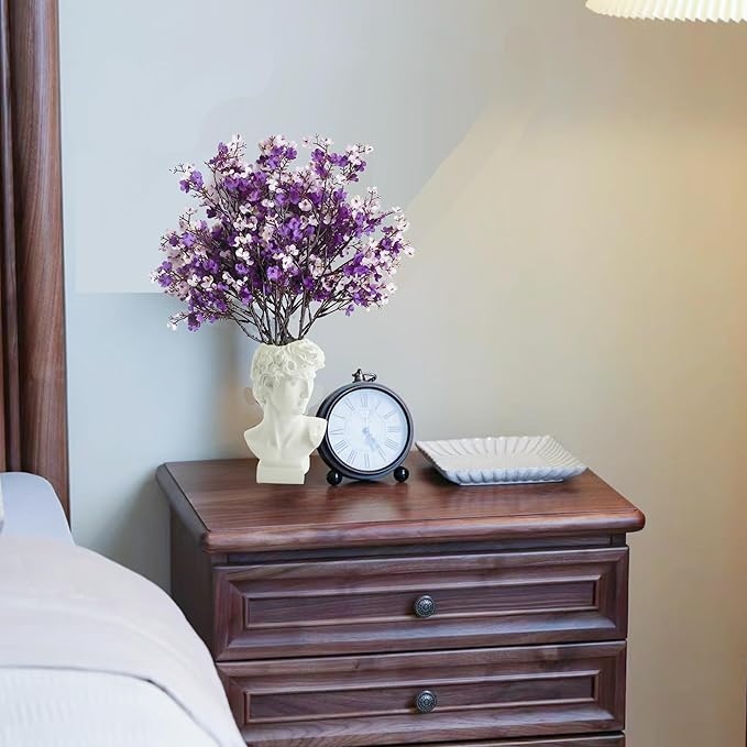 Mandy's Shades of Purple Artificial Baby’s Breath Flowers 6 Bundles Silk Gypsophila, 18.5 Inch European Style Modern Home Decor Centerpiece, Neutral Wedding Flower Arrangements