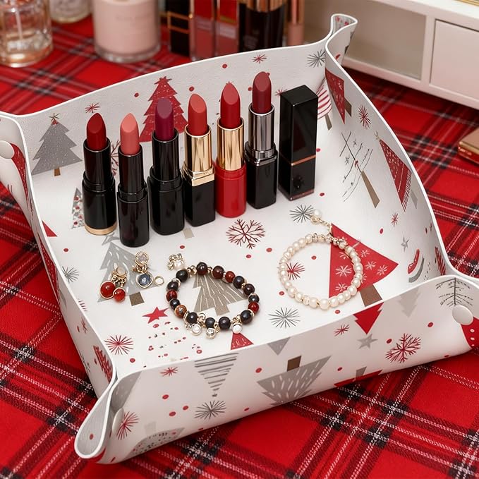 Tray Leather Valet Tray Winter Tree Catchall Trays Key Organizer Night Stand Organizer Bedside Vanity Trays Decor for Entryway Table