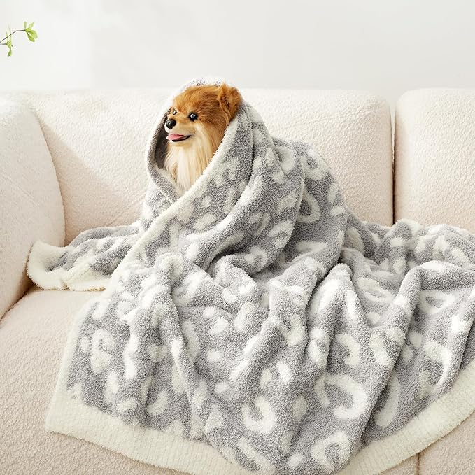 Snuggle Sac Leopard Blanket for Couch Bed Sofa 60x80 inches, Reversible Grey Leopard Throw Blanket Ultra Soft Cozy Blankets for Women Mothers Birthday Gifts