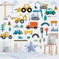 Construction Vehicles Wall Decals, 10 Sheets Truck Tractor Excavator Crane Vinyl Wall Stickers Peel and Stick Construction Stickers for Boys Bedroom Playroom Wall Art Decorations