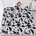 Viviland Fleece Blankets Queen Size Cow Print - 280GSM Lightweight Soft Fuzzy Cozy Plush Queen Blanket for Bed, 90x90 inches