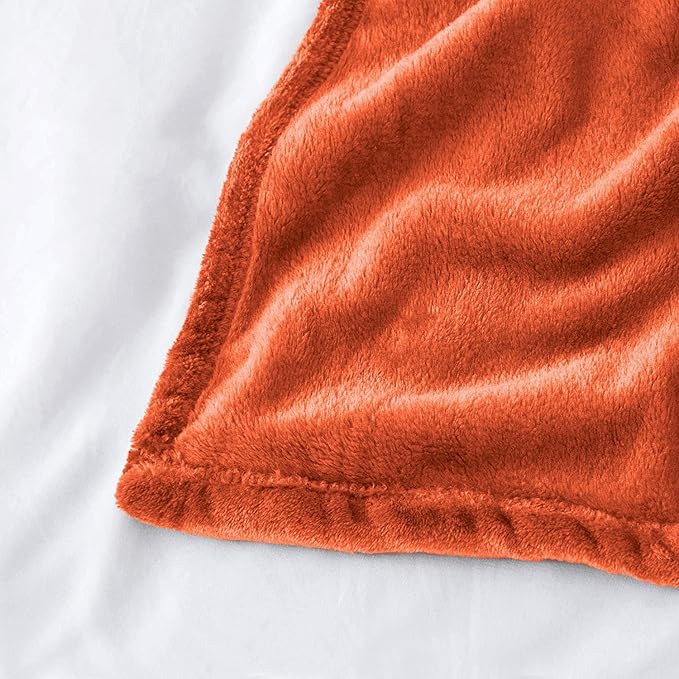 IR Imperial Rooms Fleece Blanket Twin Size 60x80 Inches - Super Soft Fluffy Throw Blanket for Sofa and Bed - Warm and Cozy Lightweight 400 GSM Microfiber Bed Throws Blankets (Twin, Rust)
