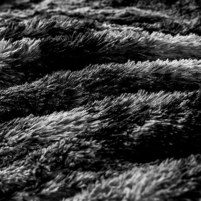 COOVA Ultra Soft Faux Fur Twin Blanket – Fuzzy Fluffy Cozy Microfiber Blankets, Warm Thick Plush Sherpa Fleece Throw Blanket for Couch,Bed,Sofa,Ideal Gift for Women.(Tie Dye Black, 60"x80")