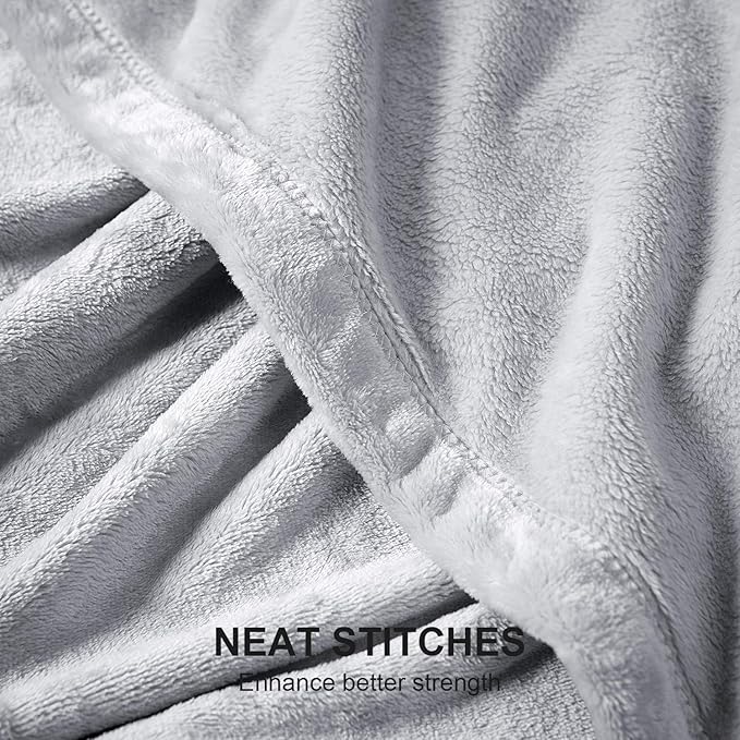 Hansleep Fleece Light Grey King Blanket, Super Soft Flannel Fuzzy Plush Cozy Blanket for All Seasons, Light Grey, King 90x108 Inches