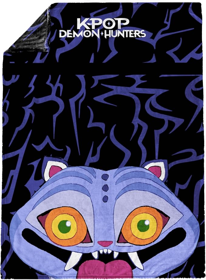 Jay Franco Kids Plush Throw Blanket – Ultra Soft Cozy Plush Fleece for Bed, Couch, Sofa, Home Décor, Official Licensed Derpy, Black - Kpop Demon Hunters, 50x60 - Large Throw