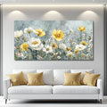 QIYILEXWART Canvas Wall Art For Living Room Wall Decor For Bedroom Office Wall Decoration Yellow White Flowers Landscape Painting Farmhouse Pictures Artwork Room Aesthetic Home Decor 20x40 In