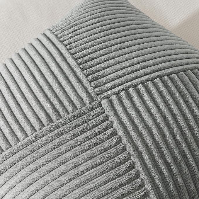 Topfinel Decorative LightGrey Throw Pillow Covers 26x26 Inch Soft Corduroy Modern Farmhouse Grey Pillow Covers for Living Room Couch Sofa Bed Set of 2 65x65 cm