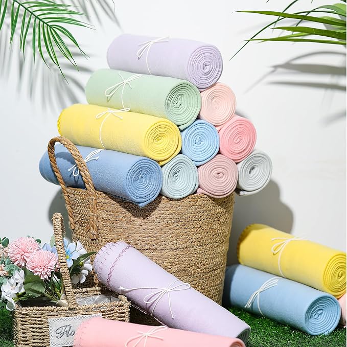60PCS Pastel Fleece Blankets Bulk 50 X 60, Soft Lightweight Throw Blanket Kit Cozy Blankets Bulk for Bed Sofa Couch Warm Pet Fleece Blanket Set for Wedding Homeless Home Office Travel Gift for Seasons