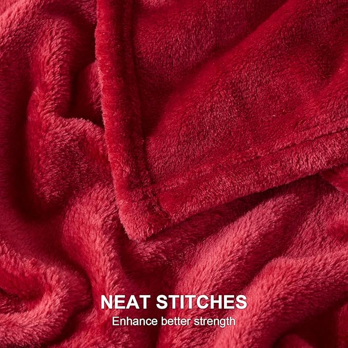 Hansleep Fleece Red Full Blanket, Super Soft Flannel Fuzzy Plush Cozy Blanket for All Seasons, Red, Full 84x90 Inches