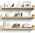 Vailando Floating Shelves for Wall, Set of 3 Solid Wood Wall Mounted Shelves, 23.6" Natural Wood Display Shelf for Bedroom, Living Room, Bathroom, and Kitchen Decor - Heavy-Duty & Natural Pine