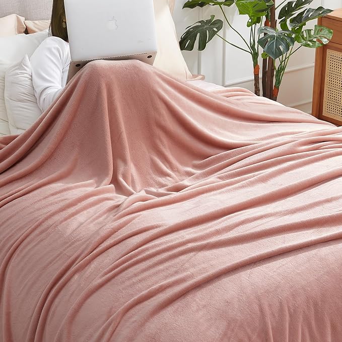 Hansleep Fleece Blanket for Couch Dusty Pink, Super Soft Flannel Fuzzy Throw Plush Cozy Blanket for All Seasons, Dusty Pink, Throw 50x60 Inches