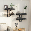 Floating Shelves for Wall, 2-Tier Wood Hanging Decor Storage Shelves, Wall Mounted Floating Shelf for Living Room, Bedroom, Bathroom,Kitchen, Office, Study (2-Pack Black)