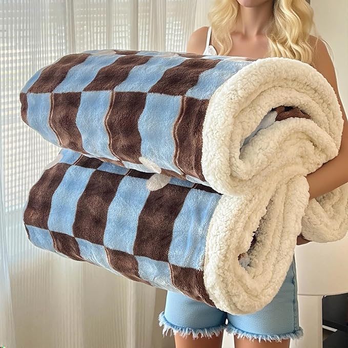 Fleece Bed Blankets Throw Full Size 60"x80",Soft Warm Thick Throw for Bed/Couch - Stylish Winter Home Decor,Christmas Birthday Gift for Women Her