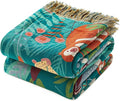 Throw Blanket for Couch Sofa Soft Cotton Spring Blankets for Bedroom Living Room All Season Reversible Forest Animals Whimsical Home Decor 50"x60" Breathable Throws