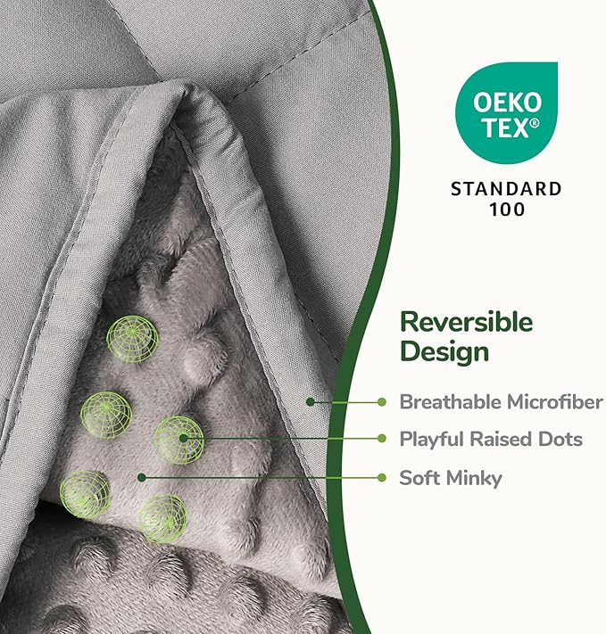 Sivio Weighted Blanket for Adults (15 lbs, 48" x 72") Soft Minky Heavy Blanket for Sleeping Perfect for 140-160 lbs, Twin Size Breathable Weighted Throw Blanket, Machine Washable, Grey