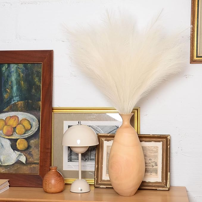 Faux Pampas Grass, 9 PCS 37''/3.1FT Tall Fluffy Fake Pompas Floral, Large Artificial Pompous Grass Branches for Floor Vase Fillers, Boho Farmhouse Room Wedding Decor