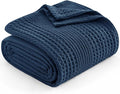PHF Lightweight Waffle Weave Blanket Twin Size, Breathable & Ultra Soft, 66"x 90" Soft & Cozy Thin Blanket for All Season & Hot Sleepers, Bed, Home Decor - Navy Blue