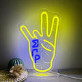 Sigma Gamma Rho Hand Neon Sign, Greek Hand Symbol Signs Neon Sign, Dimmable LED Sorority and Frat Hand Symbol Signs, Office Party Bar Cafe Decor, Family and Friends Birthday Holiday Gift(15.7*10.3in)
