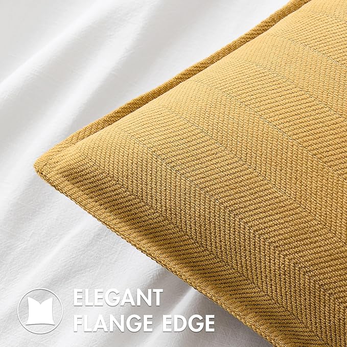 MIULEE Pack of 2 Gold Decorative Pillow Covers 26x26 Inch Soft Chenille Luxurious Couch Throw Pillows Farmhouse Cushion Covers Euro Shams with Elegant Design for Sofa Bedroom Living Room Spring Decor