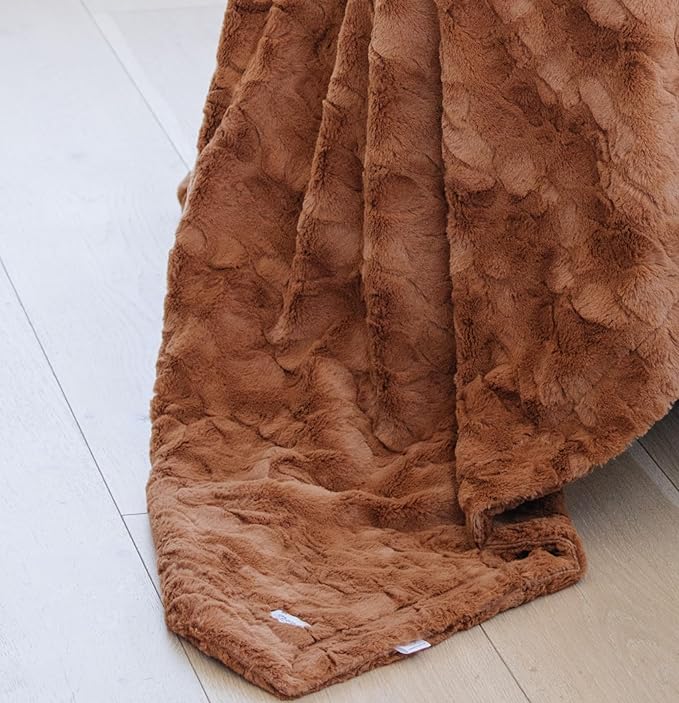 GRACED SOFT LUXURIES Throw Blanket Oversized Softest Warm Elegant Cozy Decorative Thick Faux Fur for Couch, Sofa, Bed, Living Room, Home (XL 60" x 80", Camel)