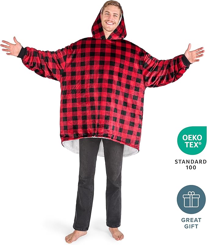 Bare Home Wearable Blanket Hoodie - Soft Plush Sherpa - Warm and Cozy - Oversized Wearable Blanket - Adult & Kid Sizes